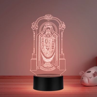 3D Illusion Tirupati Balaji Led Night Lamp Multicolored Light Home Office Pooja Room Decor